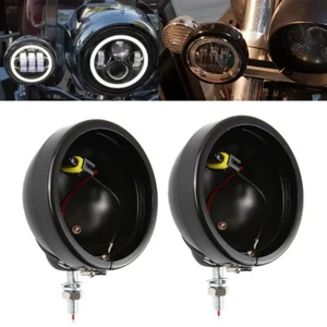2x 4.5'' LED Fog Passing Light Housing For Harley Electra Road Street Glide - Bild 1 von 7