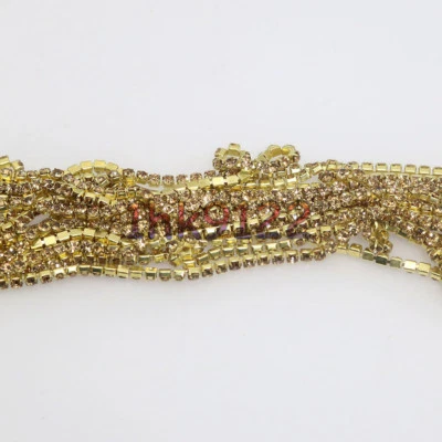 SS6 Cristal Coloreado Estrás Oro Base Cadena Compacta Estrás Foto 1 de 4