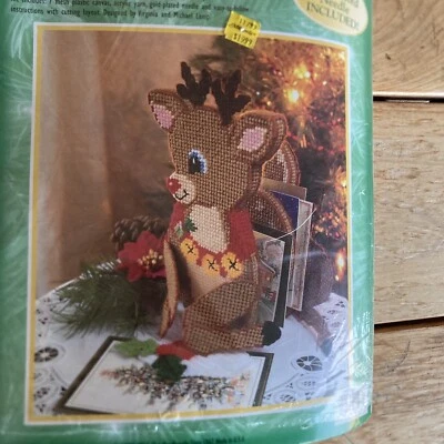 Vtg Bucilla “Rudolph Card Holder” 61263 Plastic Canvas Kit 1999 Reindeer - Image 1 of 4