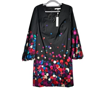 Trina Turk Shift Dress Size 6 V-Neck Bubbly Bold Going Out Cocktail Party NEW - Picture 1 of 12