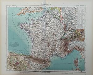 große alte Karte +Frankreich+ Kupferstich 1900 +France, Departements, Paris+