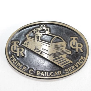 Triple C Railcar Service Solid Brass Belt Buckle Made in USA Dynabuckle Utah - Picture 1 of 4