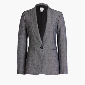 J by J Crew Damen 6 100% Leinen Blazer 1 Knopf gefüttert meliert grau Style L1150 - Bild 1 von 16