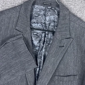 Joseph Abboud Blazer 52R Slim Gray Hopsack Cotton Stretch Elbow Patch Sport Coat - Picture 1 of 14
