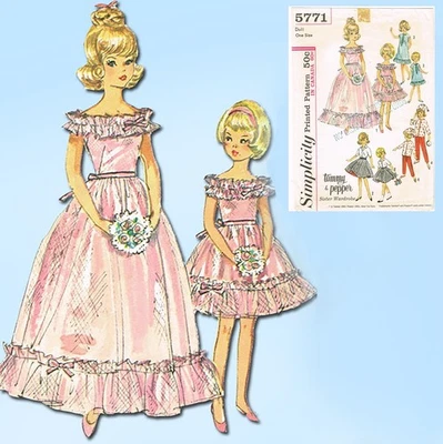 1960s Vintage Simplicity Sewing Pattern 5771 Cute Tammy and Pepper Doll Clothes - Image 1 of 4