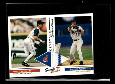 2003 Fleer Double Header Omar Vizquel Roberto Alomar Jersey Relic UX1908 - Image 1 of 2