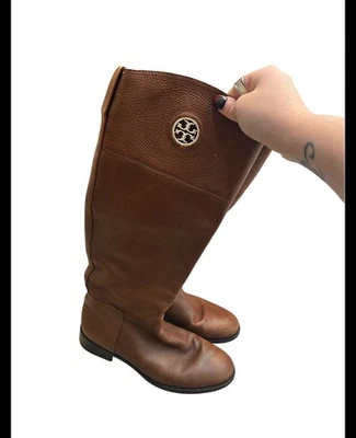 Tory Burch Women’s Junction Brown Leather Riding Boots Size 8 1/2M - Image 1 of 4