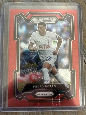 2023-24 Panini Prizm Premier League Pedro Porro #132 Red Lazer Prizm /49 - Image 1 of 2