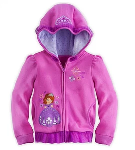 Disney Store Sofia The First Hoodie Sweatshirt Jacket Girls Size S 5-6 5T Purple - Picture 1 of 20