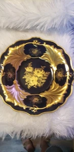 "Plato de pastel Weimar JUTTA cobalto y oro 13"" real Weimar cobalto Alemania" - Imagen 1 de 13