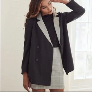 VETTA NWT The Reversible Oversized Blazer Black Plaid Size XS Academia - Picture 1 of 8