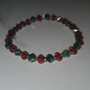 Swarovski AB Crystal Bracelet - Green and Red - Picture 1 of 2