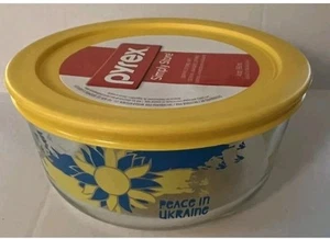 Pyrex Peace in Ukraine Limited Special Edition Storage Container Bowl 4 Cup Lid - Picture 1 of 2