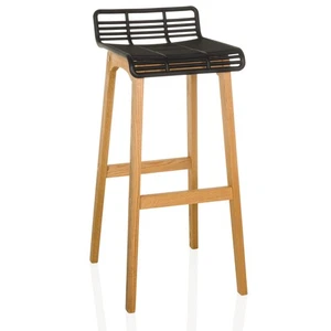 Taburete de bar taburete de bar de madera con respaldo asiento de plástico silla de bar cocina taburete de bar - Imagen 1 de 10