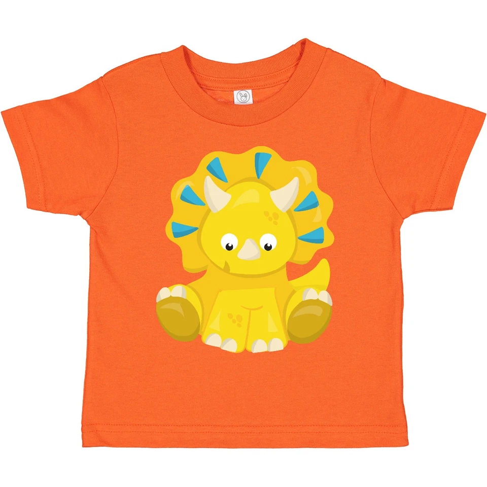 Inktastic Cute Dinosaur, Baby Dinosaur, Dino, Triceratops Toddler T-Shirt Yellow - Image 1 of 1