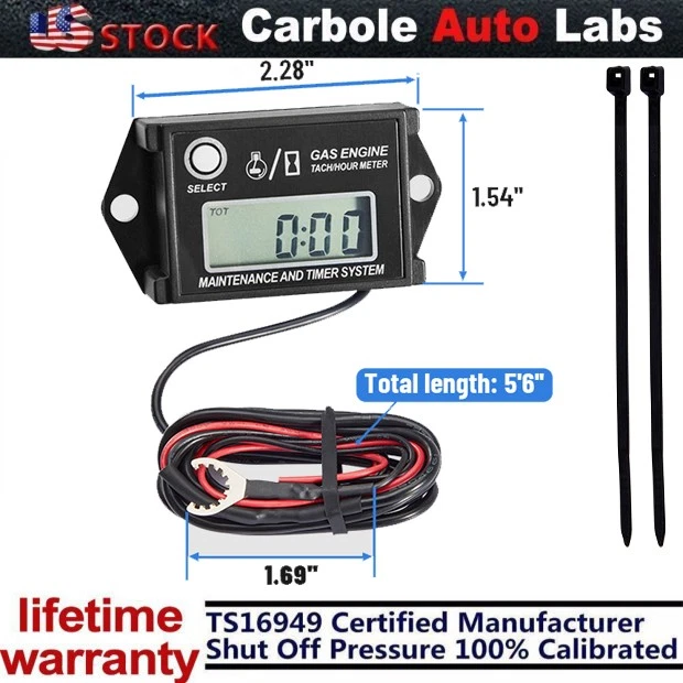 IP68 dustproof and waterproof Digital Tiny Tachometer Tach Hour Meter Adjustable - Image 1 of 4