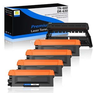 Cartuccia toner 4 pezzi TN660 + 1 PZ batteria DR630 per Brother MFC-L2720DW MFC-L2705DW - Foto 1 di 22