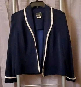Positive Attitude Professional Womens 2pc Dress Jacket Navy Polyester Sz 12 - Picture 1 of 9