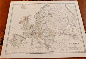 1861 Hand Colour Map Blackwood Europe Continent Russia UK Turkey Austria Nordic - Picture 1 of 1