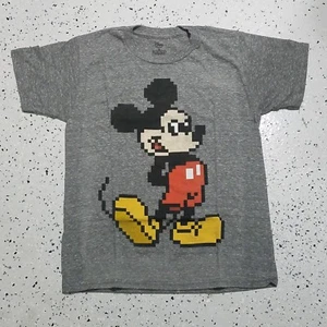 Youth Disney Gray T Shirt ~ Pixel Mickey Mouse ~ Sz Small ~ Short Sleeve - Picture 1 of 2