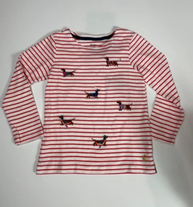 NEW Joules Grils Striped Holiday Dachshund Dog Shirt Size 6 years - Picture 1 of 3