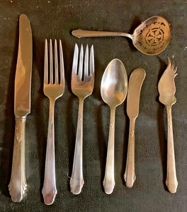 GORHAM HUNT CLUB STERLING SILVER FLATWARE SET WITH SERVERS NO MONO'S - Picture 1 of 3