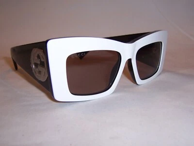 NEW GUCCI SUNGLASSES GG 1842S 006 WHITE/BROWN 53MM AUTHENTIC 1842 - Image 1 of 4