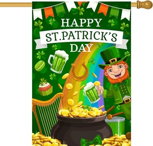 St Patricks Day Garden Flag 28 X 40 Double Sided,Large Happy St.Patrick'S Day Ou - Picture 1 of 12