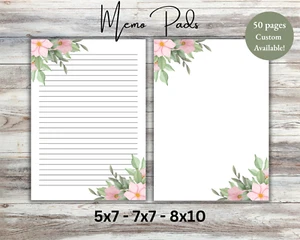 Flower Memo Pads, Floral Note Pads, Writing Pads, Cute Notepad, Office Gift Idea - Picture 1 of 3