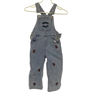 Zara Disney Minnie Mouse Denim Overalls Kids 4-5 Years Blue Front Bib Pocket - Picture 1 of 11