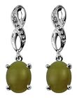 Green Opal Gemstone Drop/Dangle Earrings Handmade 18K White Gold Indian Jewelry