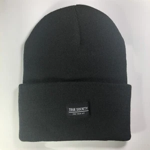 Unisex TRUE SOCIETY Beanie Acrylic Winter Hat Pull On Closure Knit Cuffed Cap - Picture 1 of 12