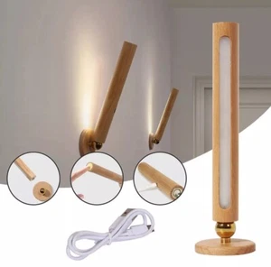 Magnetic Wooden Lamp 360° Rotatable USB Rechargeable Wall Mounted Night Lights - Picture 1 of 4