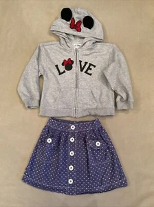 Gap 5 Disney Mickey Minnie Mouse Hoodie Ears Mini Boden Skirt 4/5 Love Lot - Picture 1 of 7