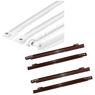 COPPIA GUIDE SCORREVOLI A RULLO PER CASSETTI BIANCHE MARRONI PORTATA 25 KG - Immagine 1 di 3