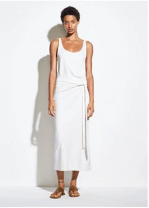 Vince White Sleeveless Pima Cotton Wrap Dress Midi Dress Size X-Small - Picture 1 of 20