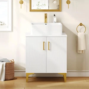 24 Inch Bathroom Vanity with Vacuum Forming, Freestanding Storage Cabinet Vanity - Picture 1 of 7