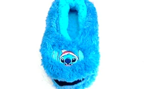 Disney Fuzzy Babba Slipper Socks Sz Women 7- 9.5M Blue Fleece Line Bottom Nubs - Picture 1 of 5