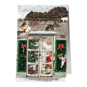 Cat Window 3 d Christmas Window Advent Calendar Card Pop up - Picture 1 of 1