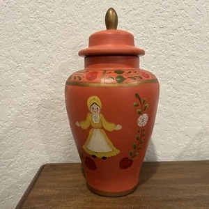 Jarrón decorativo de cerámica pintado con tapa - Imagen 1 de 5