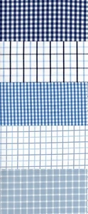 100% Cotton Fabric 5 pieces each 12" square Blue & White Check Collection - Picture 1 of 6