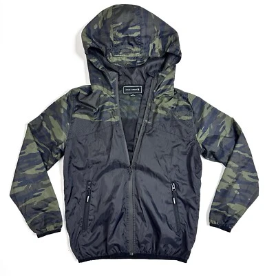 Chaqueta de lluvia Ocean Current para niños jóvenes Abrigo cortavientos Camuflaje Negro Verde Talla M Foto 1 de 4