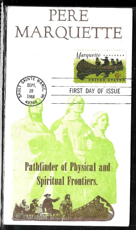 1356 6c Stamp (1968) FATHER MARQUETTE FDC Maxi Card By Unknown - Mellone 24   - Image 1 of 1