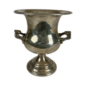 CHAMPAGNE BUCKET Silverplate Ornate Handle Urn Flower Plant Feather Vase - Picture 1 of 17