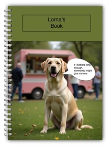 A5 PERSONALISED DOG LABRADOR NOTEBOOK NOTES BOOK  50 LINED PLAIN GIFT ICE CREAM - Picture 1 of 3
