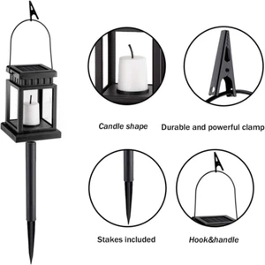 Solar LED Lantern Light Hanging Lamp Candle Outdoor Garden Yard Decor with Stake - Picture 1 of 11