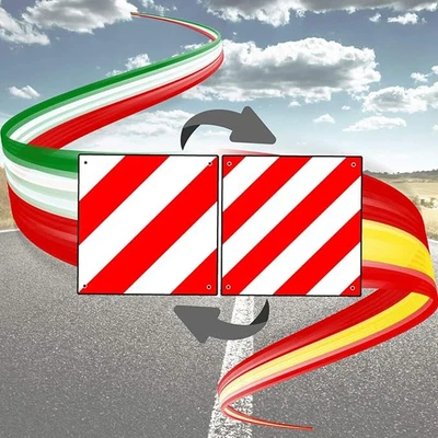 Warning Signs Italy Spain 2in1 Reflective Warning Sign Warning Marker 50x50cm - Image 1 of 4