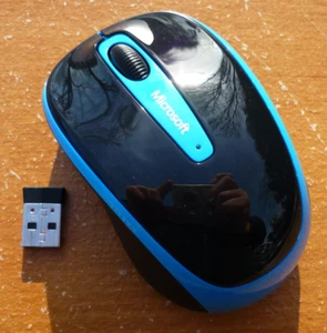 Microsoft Wireless Mobile Mouse 3500 Model 1427 w/ Receiver Blue & Black Custom - Picture 1 of 5