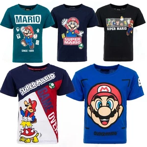 T-Shirt Jungen Kinder Super Mario kurzärmlig 100 % Baumwolle Top Alter 3-8 Jahre B - Bild 1 von 6