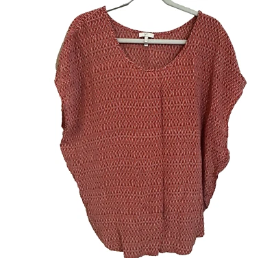 Joie 100% Silk Orange/Red & White Oversized  Blouse Small Workwear - Image 1 of 4